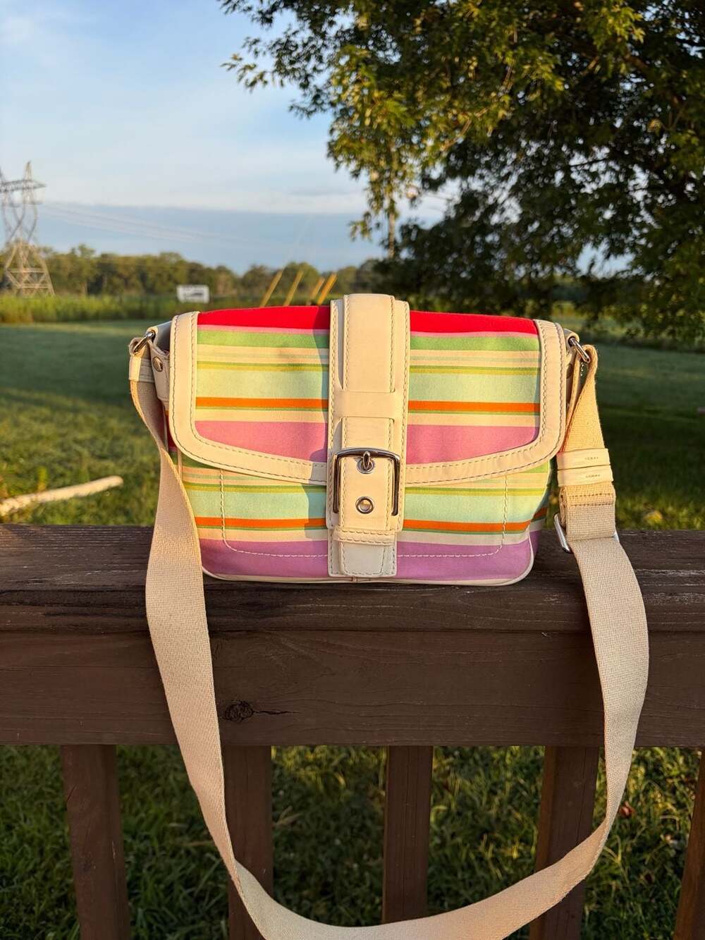 Coach Hampton Striped Convertible Crossbody Bag F10701